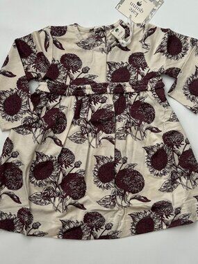 NWT Kate Quinn Modal Sunflower Dress 6-12M purple Long Sleeve A-Line